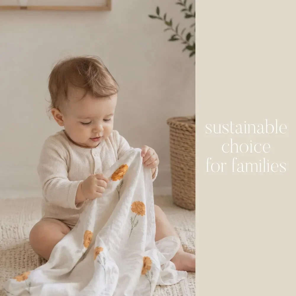 Organic Birth Month Flower October Marigold Baby Blanket | Sustainable Choice